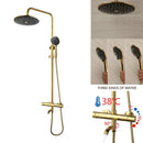 Modern gold plated thermostatic shower set with rainhead for bathroom