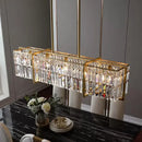 DecorBites™ Modern Rectangular Hanging Lamp, 5 Bulbs, Prismatic Crystal - Gold Island Pendant Light