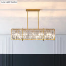 DecorBites™ Modern Rectangular Hanging Lamp, 5 Bulbs, Prismatic Crystal - Gold Island Pendant Light