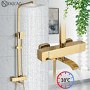 Modern gold rainfall shower faucet set bathroom thermostatic mixer