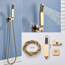 Modern gold rainfall shower system with handheld sprayer bathroom set