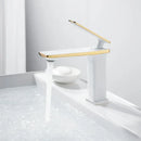 Modern gold rectangular brass basin faucet bathroom mixer tap