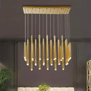 Modern gold rectangular chandelier dining room pendant lights