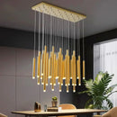 Modern gold rectangular chandelier dining room pendant lights