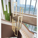 Modern gold rectangular crystal led pendant light for stairs