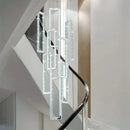 Modern gold rectangular crystal led pendant light for stairs