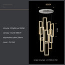 Modern gold rectangular crystal led pendant light for stairs
