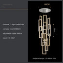 Modern gold rectangular crystal led pendant light for stairs