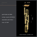 Modern gold rectangular crystal led pendant light for stairs