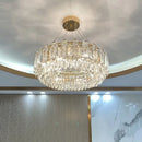 Modern gold rectangular crystal pendant chandelier dining room light