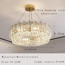 Modern gold rectangular crystal pendant chandelier dining room light