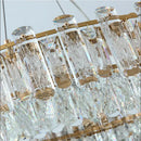 Modern gold rectangular crystal pendant chandelier dining room light