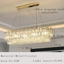 Modern gold rectangular crystal pendant chandelier dining room light