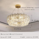 Modern gold rectangular crystal pendant chandelier dining room light