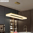 Modern gold rectangular led ceiling light for kitchen island