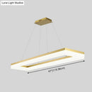 Modern gold rectangular led ceiling light for kitchen island