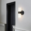 Modern gold ribbed glass shade wall lamp for bedroom bedside
