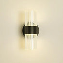Modern gold ribbed glass shade wall lamp for bedroom bedside