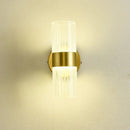 Modern gold ribbed glass shade wall lamp for bedroom bedside