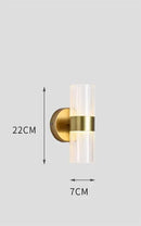 Modern gold ribbed glass shade wall lamp for bedroom bedside