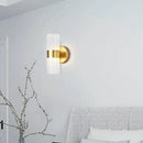 Modern gold ribbed glass shade wall lamp for bedroom bedside