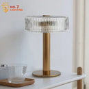 Modern gold ribbed glass table lamp bedroom light fixtures