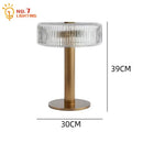 Modern gold ribbed glass table lamp bedroom light fixtures