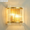 Modern gold ribbed glass wall mount light living room sconce