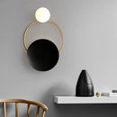Modern gold ring ball g4 round wall lamp black & white bedroom sconce