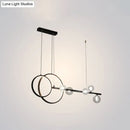 DecorBites™ Contemporary Linear and Ring LED Pendant Light for Dining Room - Metal Hanging Island Light with Clear Glass Shade