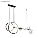 DecorBites™ Contemporary Linear and Ring LED Pendant Light for Dining Room - Metal Hanging Island Light with Clear Glass Shade