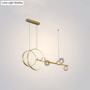 DecorBites™ Contemporary Linear and Ring LED Pendant Light for Dining Room - Metal Hanging Island Light with Clear Glass Shade