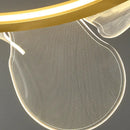 Modern gold ring led pendant light for dining room leaf cluster design