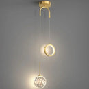 Modern gold ring led pendant light with crystal for living room