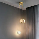 Modern gold ring led pendant light with crystal globe dining room