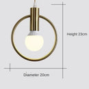 Modern gold ring pendant light with frosted glass for living room