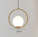 Modern gold ring pendant light with frosted glass for living room