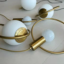 Modern gold ring pendant light with frosted glass for living room