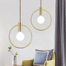 Modern gold ring pendant light with frosted glass for living room