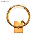 Modern gold ring wall sconce with crystal – bedroom light 110v-120v