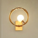 Modern gold ring wall sconce with crystal – bedroom light 110v-120v
