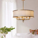 Modern gold rod led chandelier living room with crystal shade