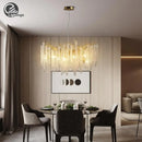 Modern gold round crystal branches chandelier dining room light