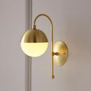 Modern gold round wall lamp with opal glass for bedroom