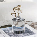 Modern gold runner crystal sculpture abstract statue living room decor