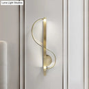 Modern gold s-shape wall lighting fixture for living room corner