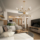 Modern gold satellite pendant light living room starburst chandelier