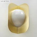Modern gold sconce light with curved metal shade bedroom lamp