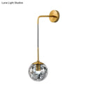 Modern gold shattered leaf clear glass globe sconce bedroom light fixture