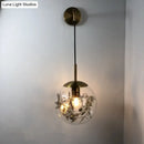 Modern gold shattered leaf clear glass globe sconce bedroom light fixture